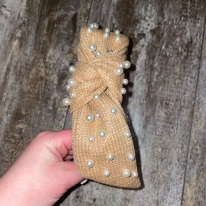 Atlantic Pacific x Lele Sadoughi Butterscotch Pearl Raffia Holly Headband